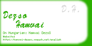 dezso hamvai business card